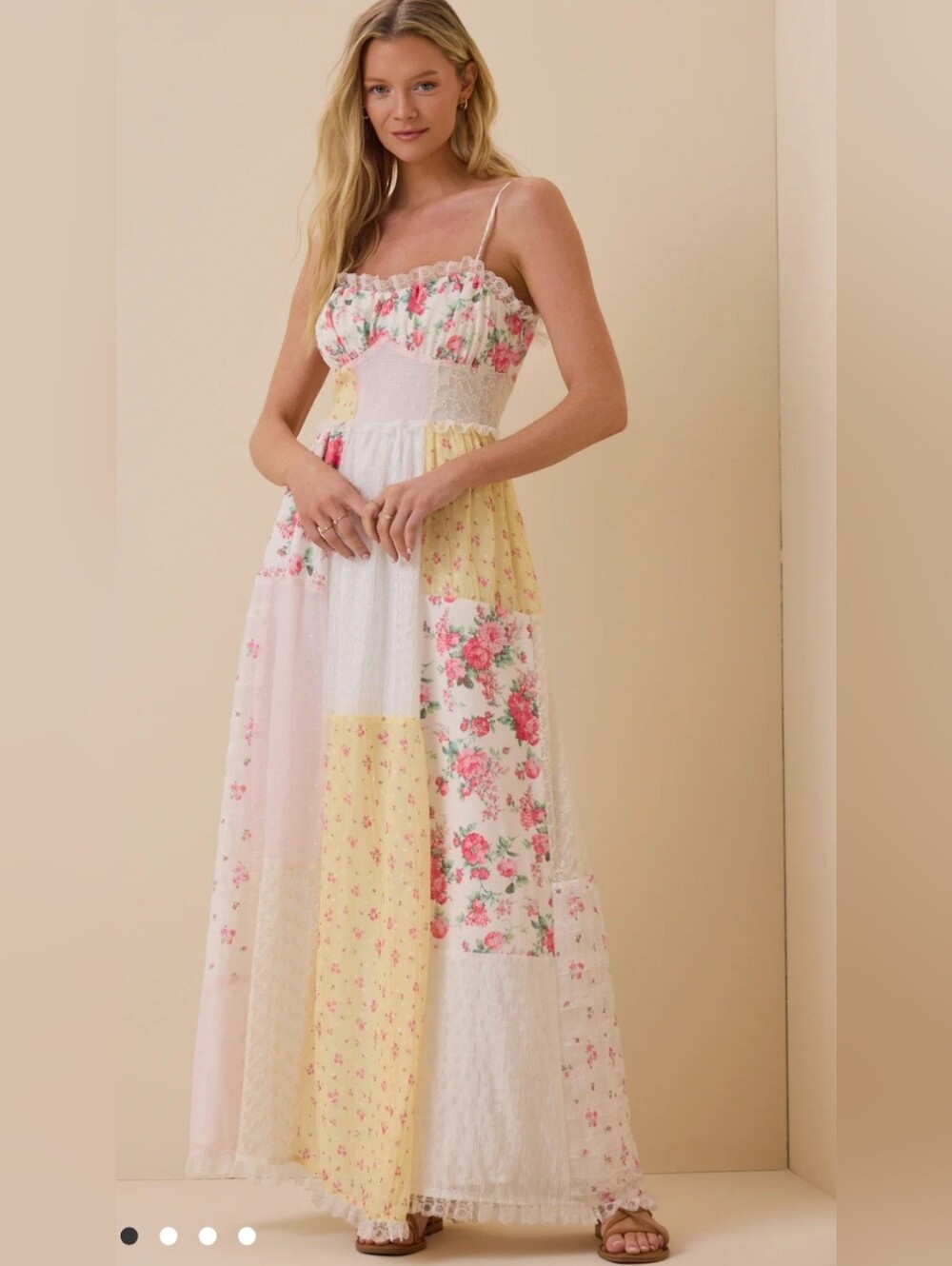 NWT Altar'd State Lareigh Floral Patchwork Maxi Sundress with Lace Trim. Small